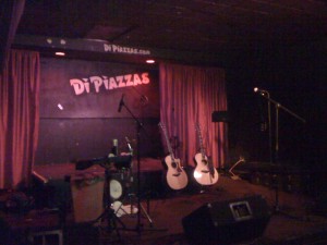 Our stage setup for the gig at diPiazza's in Long Beach, CA.