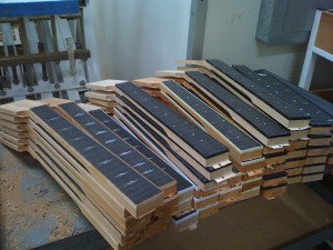 The neck inlay station inside the Taylor Guitars factory. Purdy...