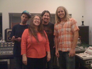 Hanging with the gang down at OTR Studios at a session earlier this year. (L-R: Brain, Cookie Marenco, Jon Evans, and me)