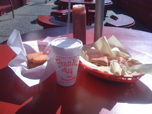 Egg sandwich, world famous hash browns, and a water (gotta pretend to be healthy) at Frank's in San Luis Obispo, CA.