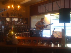 Local artist, songwriter, and promoter Steve Key sitting in for a few songs at Vintage 1255 last night.