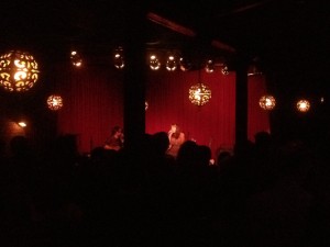 English touring act, Rumer, wowing the audience at The Hotel CafÃ© as we loaded in our gear for the show.