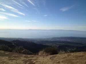 Santa Barbara, CA and the Pacific Ocean in the background from the hills behind town.