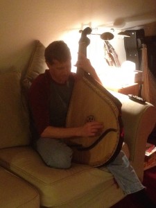 My host from the night before, Tim Clark, showcasing his new found love for the bandura. This baby ha 55 strings! What the?!