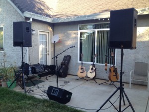 Force de Taylor: our setup for the backyard house concert Kyle Williams and I performed in Chico, CA last night.