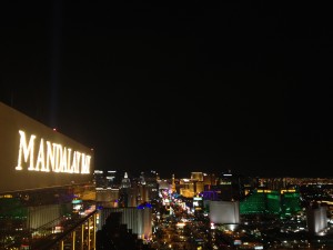 Looking out at the strip from the top of the Mandalay Bay hote in Las Vegas, NV after my set at House of Blues.