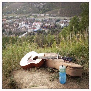 Out for a little hiking and a little picking on Vail Mountain with my Taylor Guitars GS Mini.